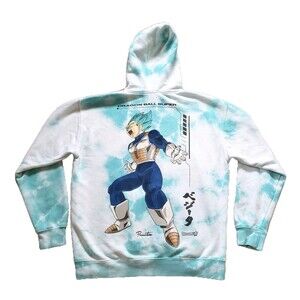 Primitive X Dragon Ball Super Vegeta Size Medium Mens Tie Dye Hoodie Toei White